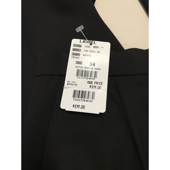 Escada Women's Pants Laurel Chocolate Brown 100% Wool Size Eu 34 US 6 NWT - Picture 2 of 7